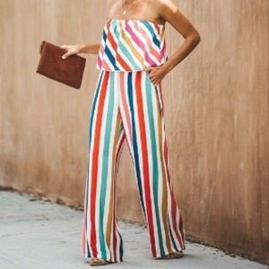 VICI Rainbow Strapless Jumpsuit